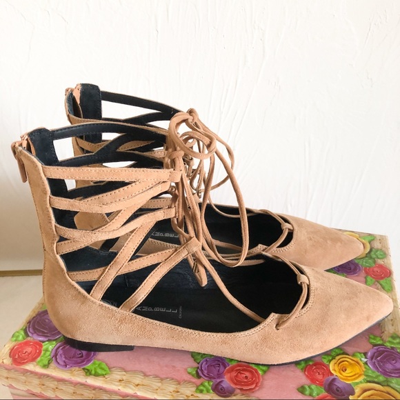 Jeffery Campbell Atrium Camel Gladiator Flats - Picture 2 of 8